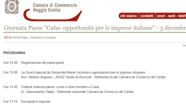 Seminario: “Cuba: opportunità per le imprese italiane” 🗓
